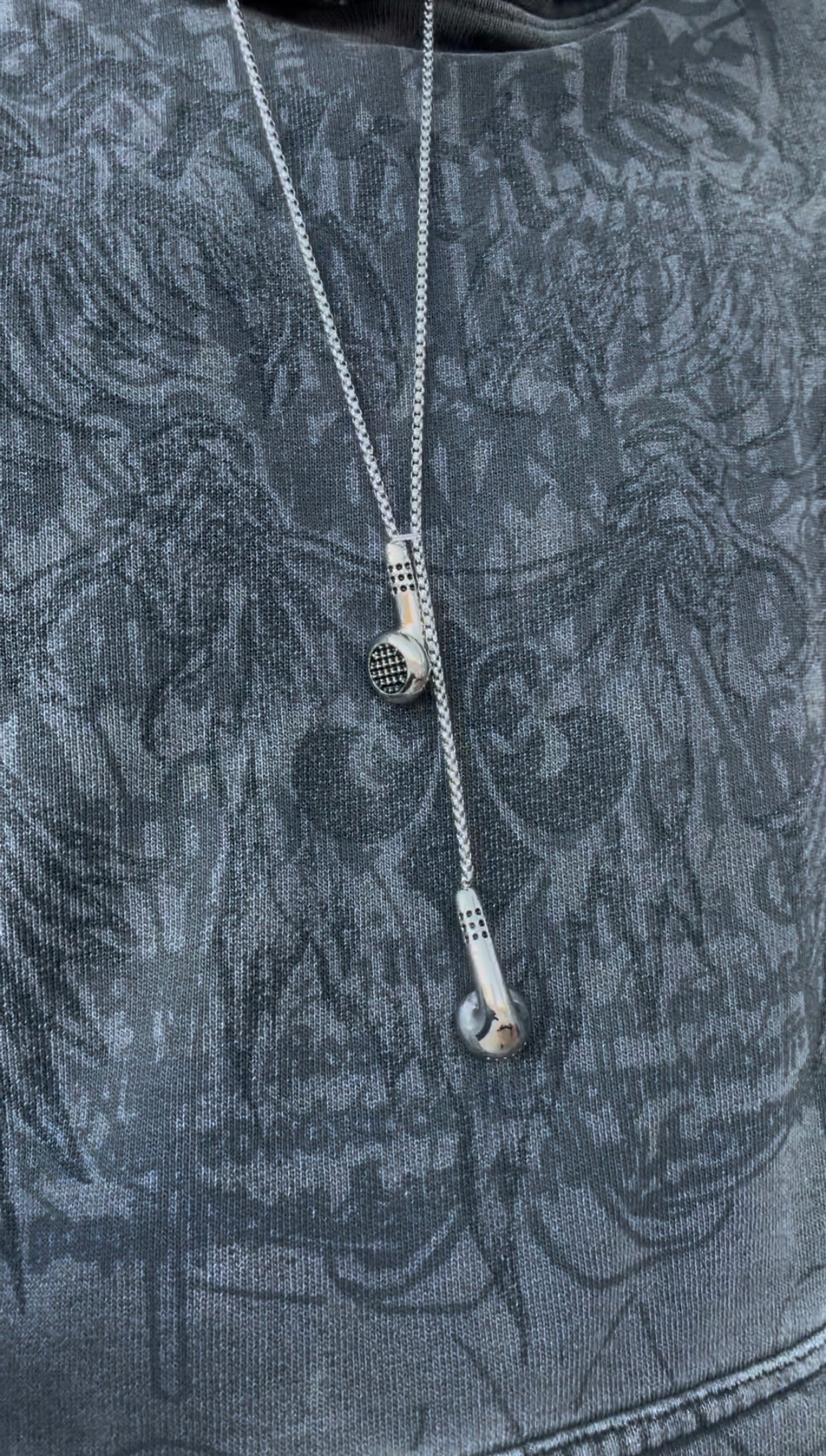 Stainless Steel Earphone Pendant Necklace